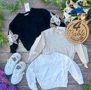 bluza wyszywany kwiatek na rękawie