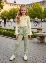 bluzka z różyczka plus poszerzane rękawy