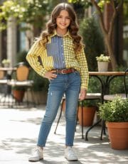 koszula pół krata pół paski