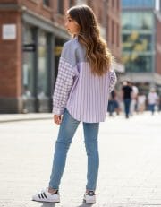 koszula pół krata pół paski