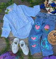 koszula w paski z haftem