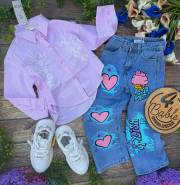 koszula w paski z haftem