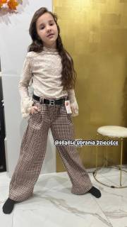 spodnie krata z paskiem