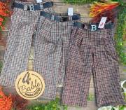 spodnie krata z paskiem