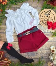 szorty flausz z paskiem