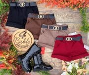 szorty flausz z paskiem