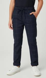 spodnie garniturowe krata na gumie mała rozmiarówka