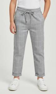spodnie garniturowe krata na gumie mała rozmiarówka