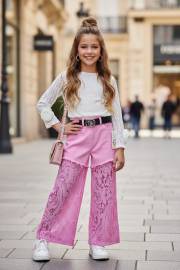 spodnie jeans z koronką