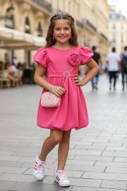 sukienka bombka z różyczką